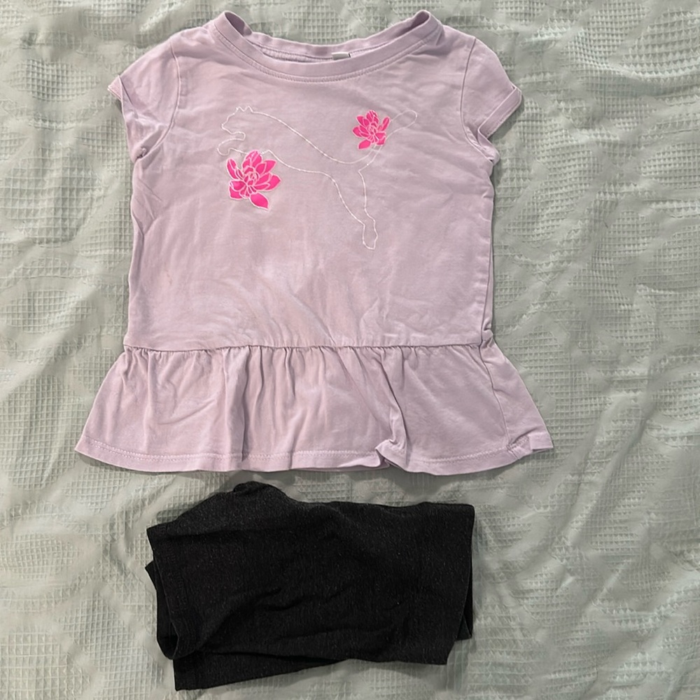 Two-Piece Set Flower Glitter Top with Shorts 4T